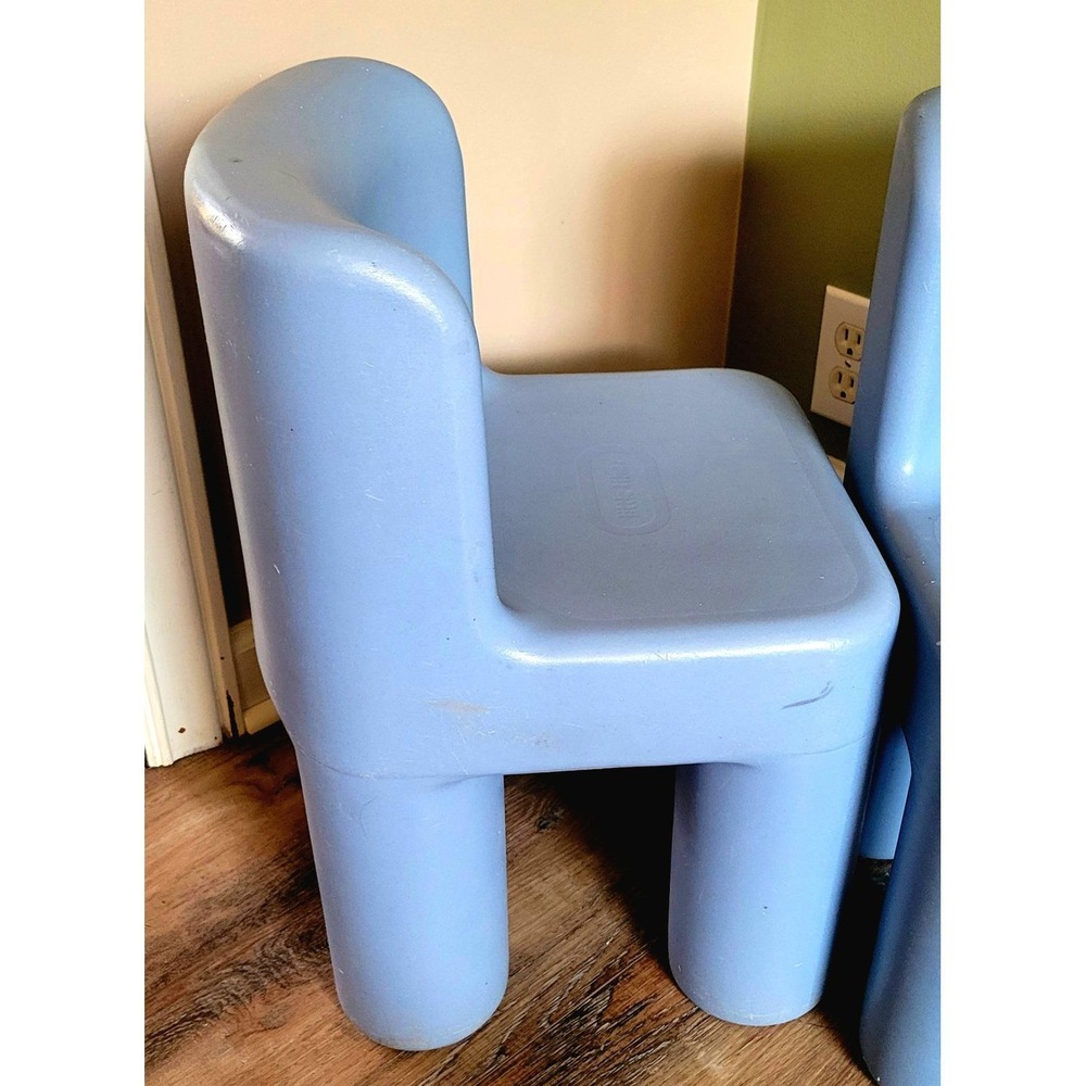Vintage 19" Little Tikes Blue Chunky Chairs Plastic Toddler Child Sized Set of 2 - Picture 3 of 5